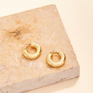 NEW MIGNONNE GAVIGAN Emma Gold Hoop Earrings | 14K Gold Plated | Thick Chunky